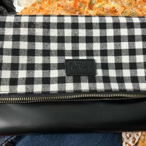 Black and white check handbag